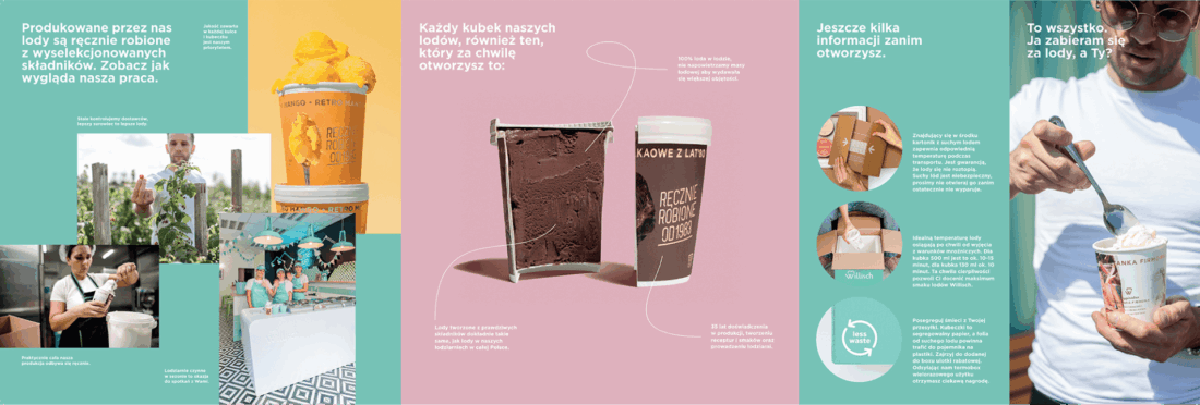 Willisch – projekt materiałów reklamowych o lodach, opakowaniach i dostawie