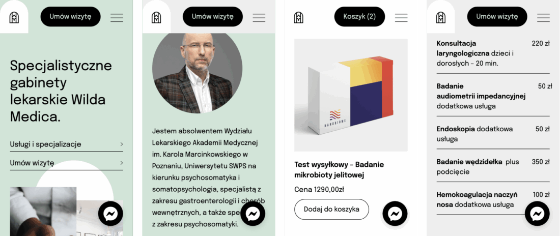 Wilda Medica – projekt mobilnej strony kliniki z rezerwacją wizyt i sklepem