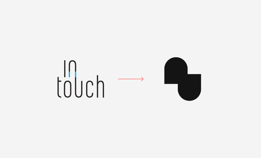 InTouch – rebranding agencji PR, porównanie starego logo i nowego sygnetu