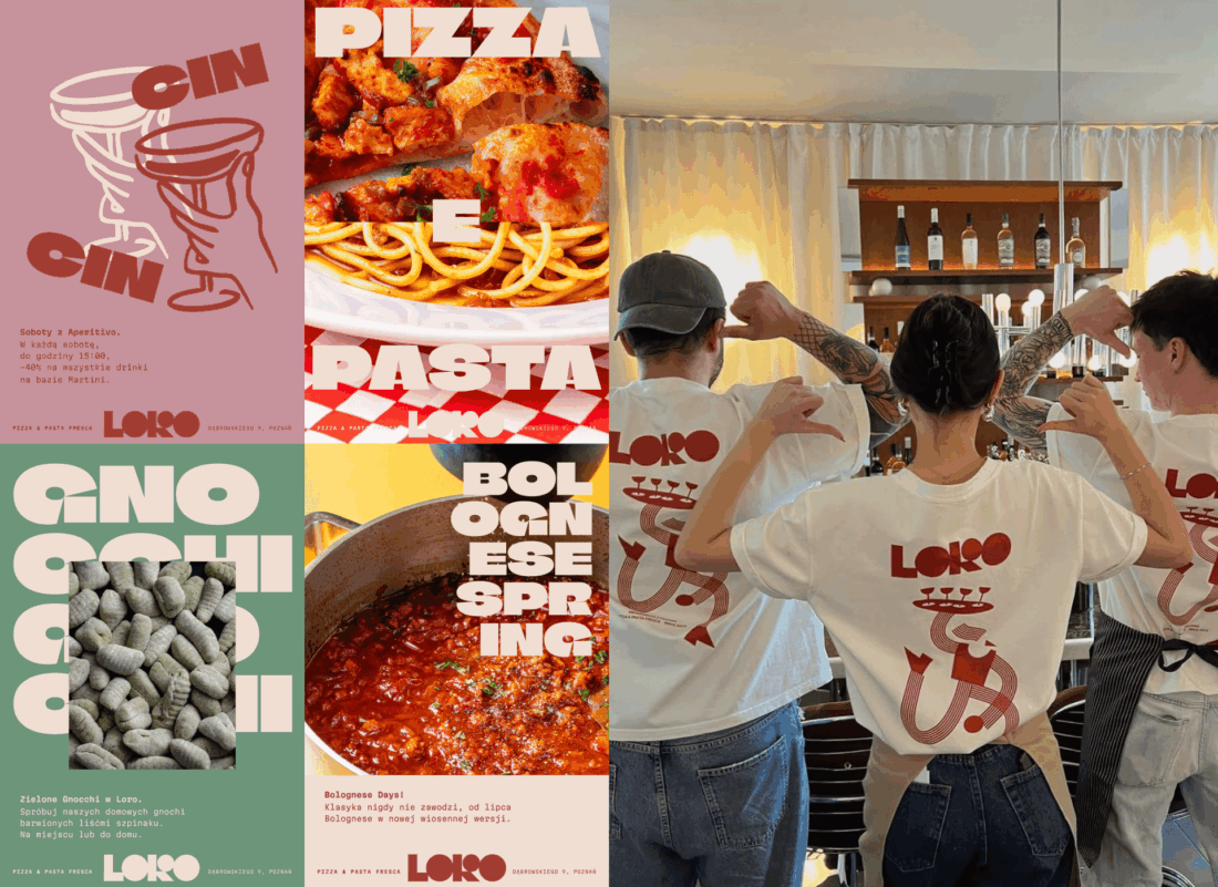 LORO – projekty plakatów gastronomicznych i koszulek z identyfikacją restauracji