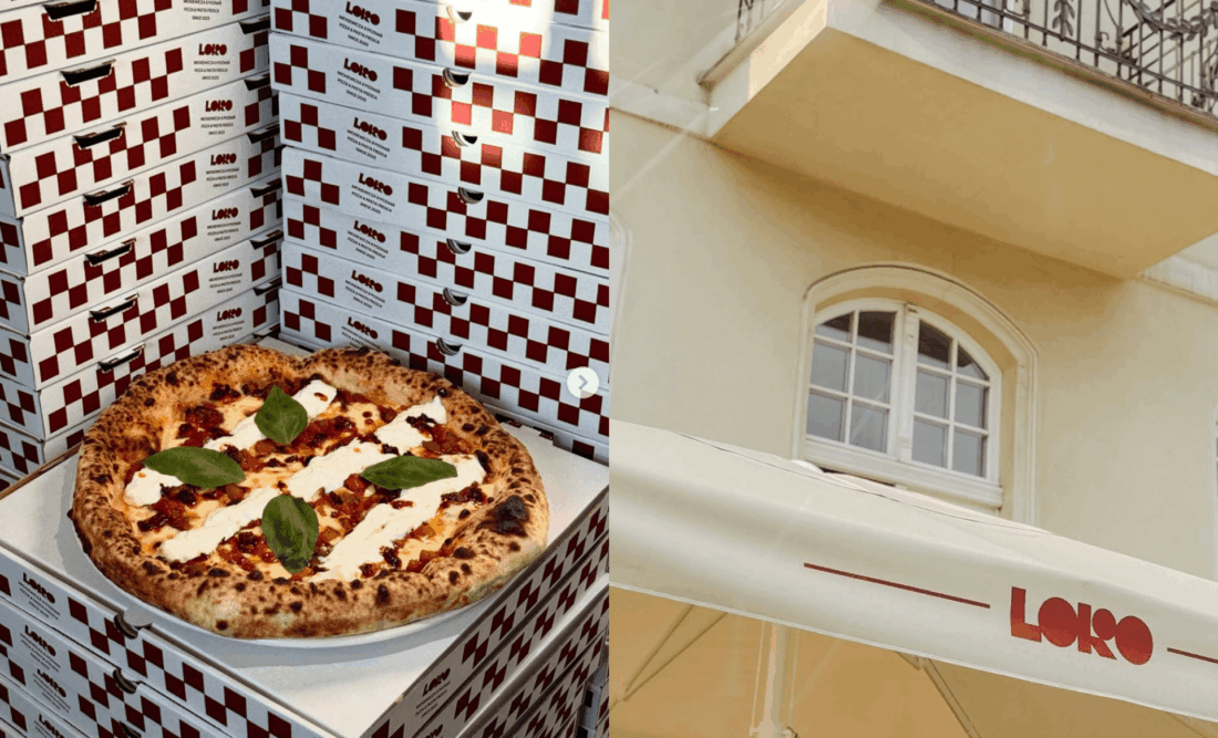 LORO – projekt opakowań na pizzę i logo na markizie restauracji