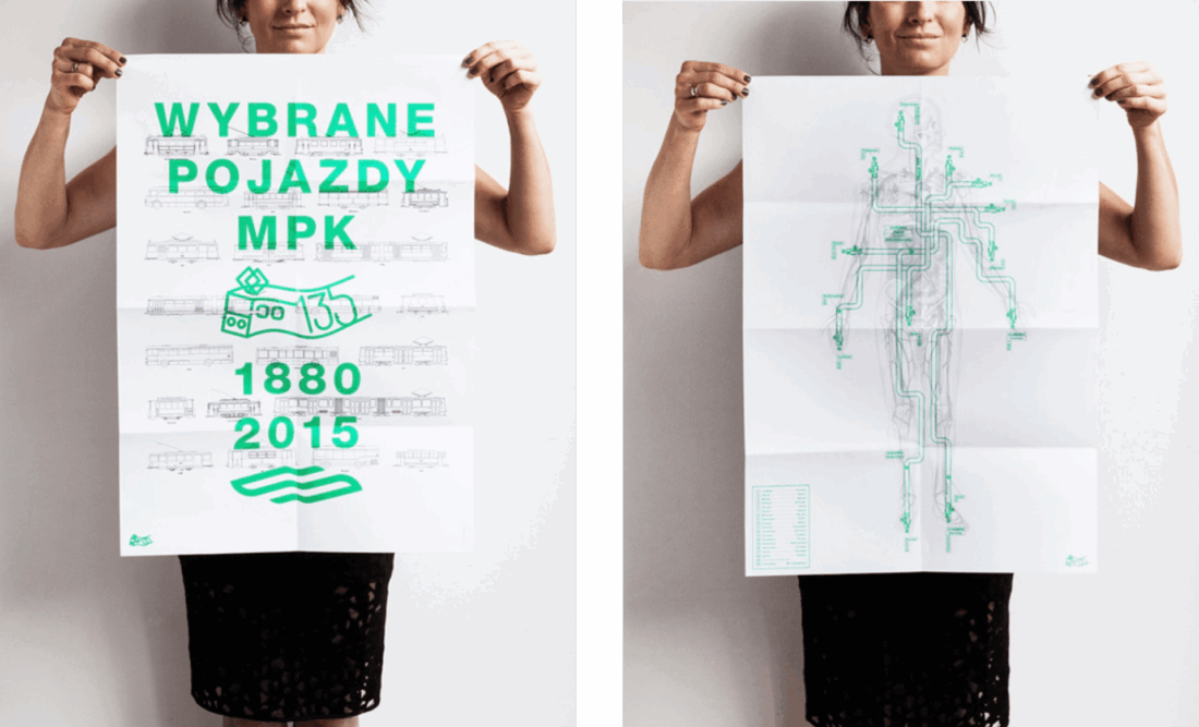 MPK Poznań – projekt dwustronnego plakatu na 135-lecie komunikacji miejskiej