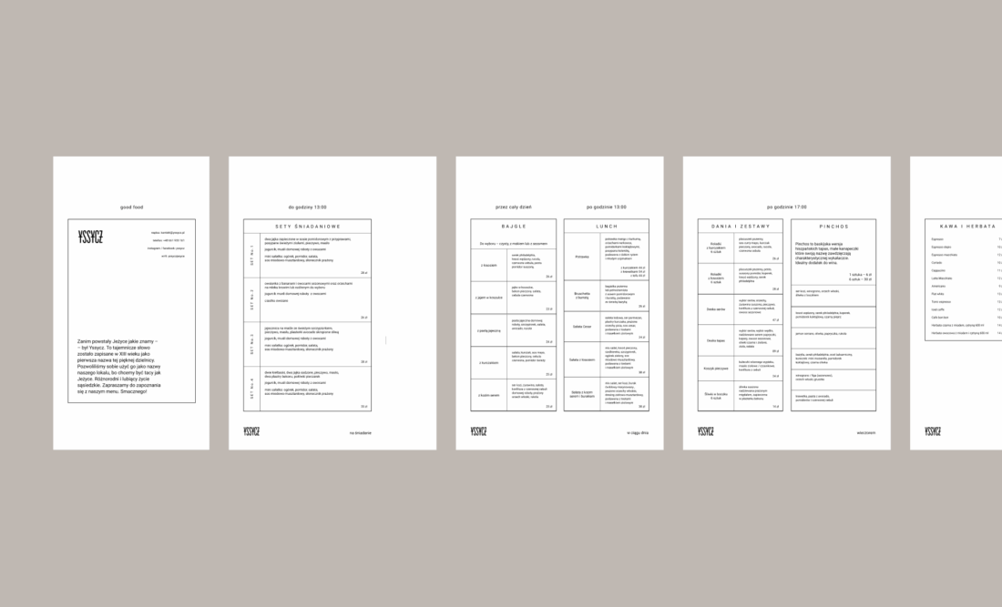 YSSYCZ – projekt graficzny karty menu kawiarni