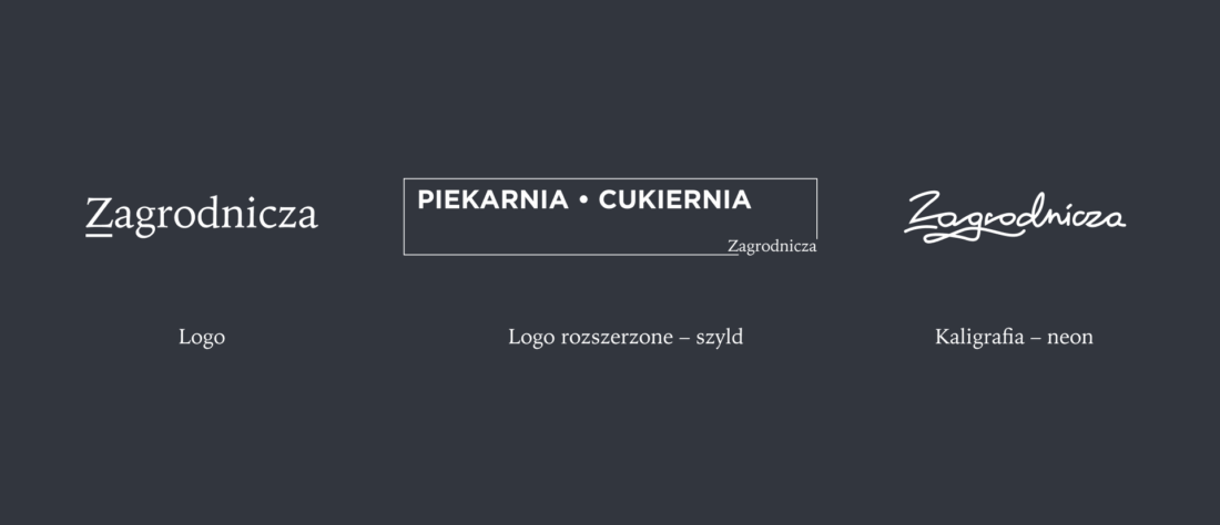 Zagrodnicza – warianty logo, szyldu i kaligraficznego znaku piekarni