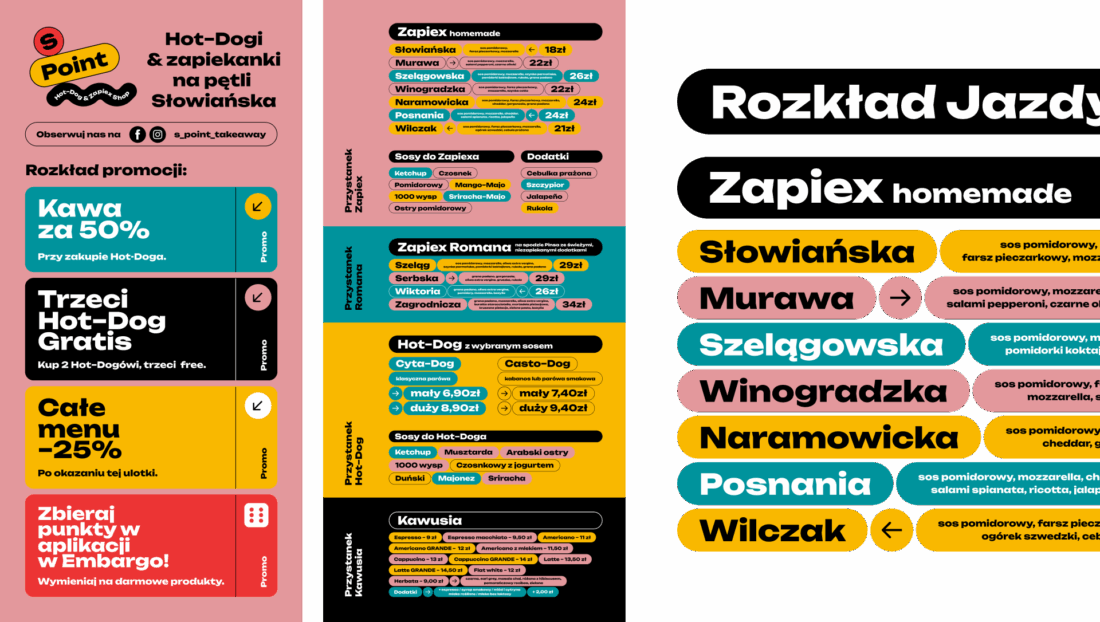 S-POINT – projekt menu zapiekanek i materiałów promocyjnych